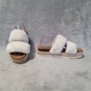 jellypop womens soft faux fur strapy footbed slip on shoes womens size 8.5